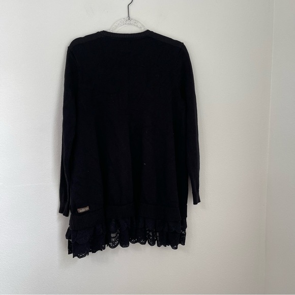 Matilda Jane Dark As Night Cardigan Sweater Sz M Black Ruffle Open front Casual - Picture 3 of 6